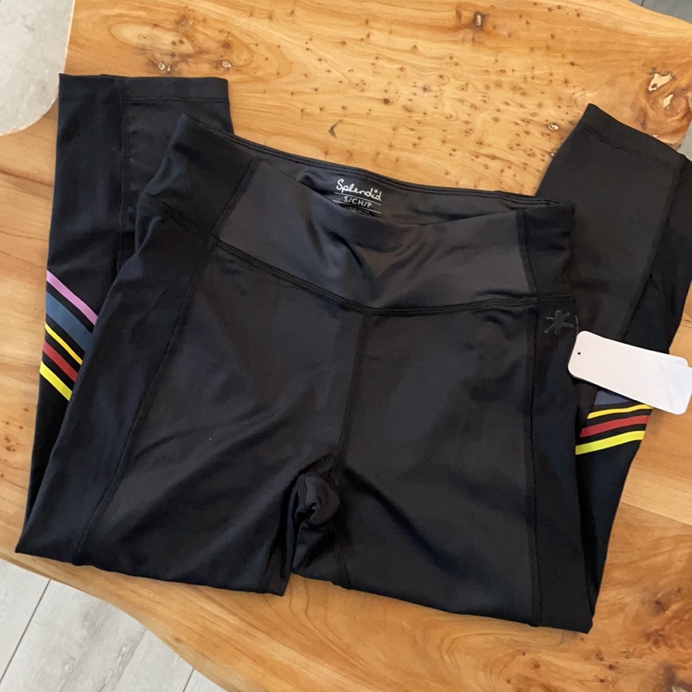 Splendid Cropped Leggings w/ Rainbow Stripe - Picture 2 of 2